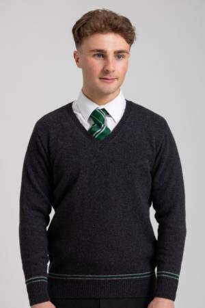 GREEN AND SILVER SWEATER 100% LAMBSWOOL